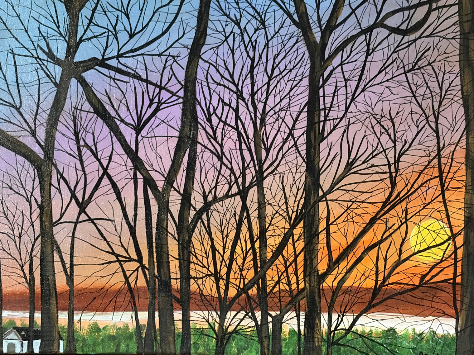 16x20 - Serene Winter Sunset