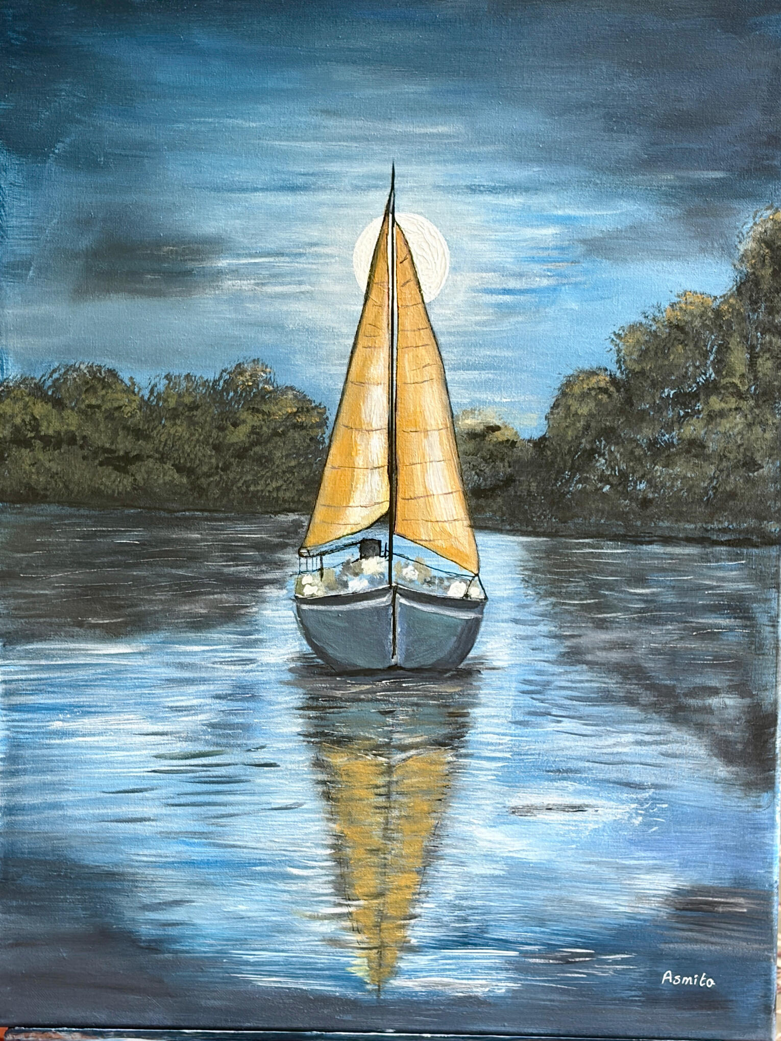 18x24 - Moonlight Voyage